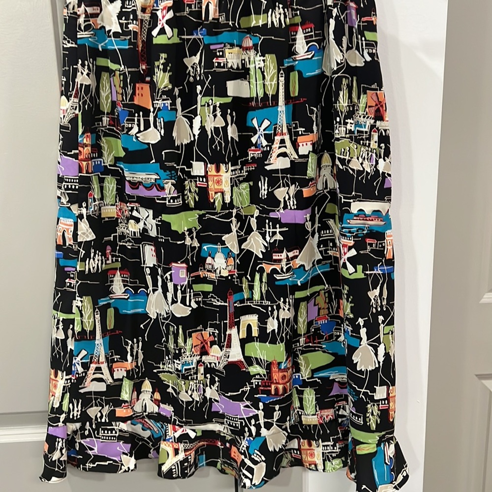 Intriguing Threads: Travel Patterned Skirt w/ Ruffle - Picture 4 of 4